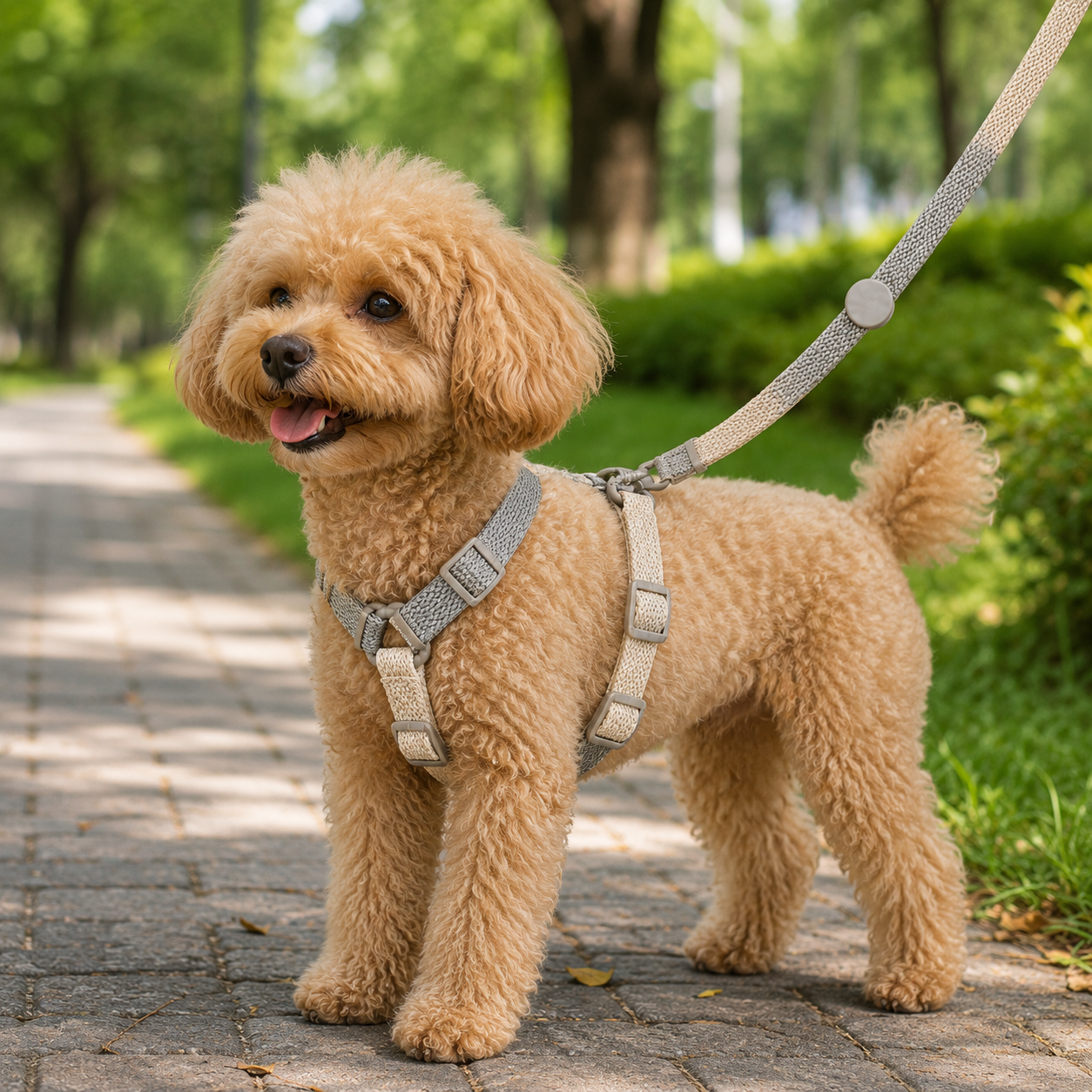 Adjustable Dog Harness and Lead Set – Soft Breathable Walking Harness with Matching Lead for Small Dogs