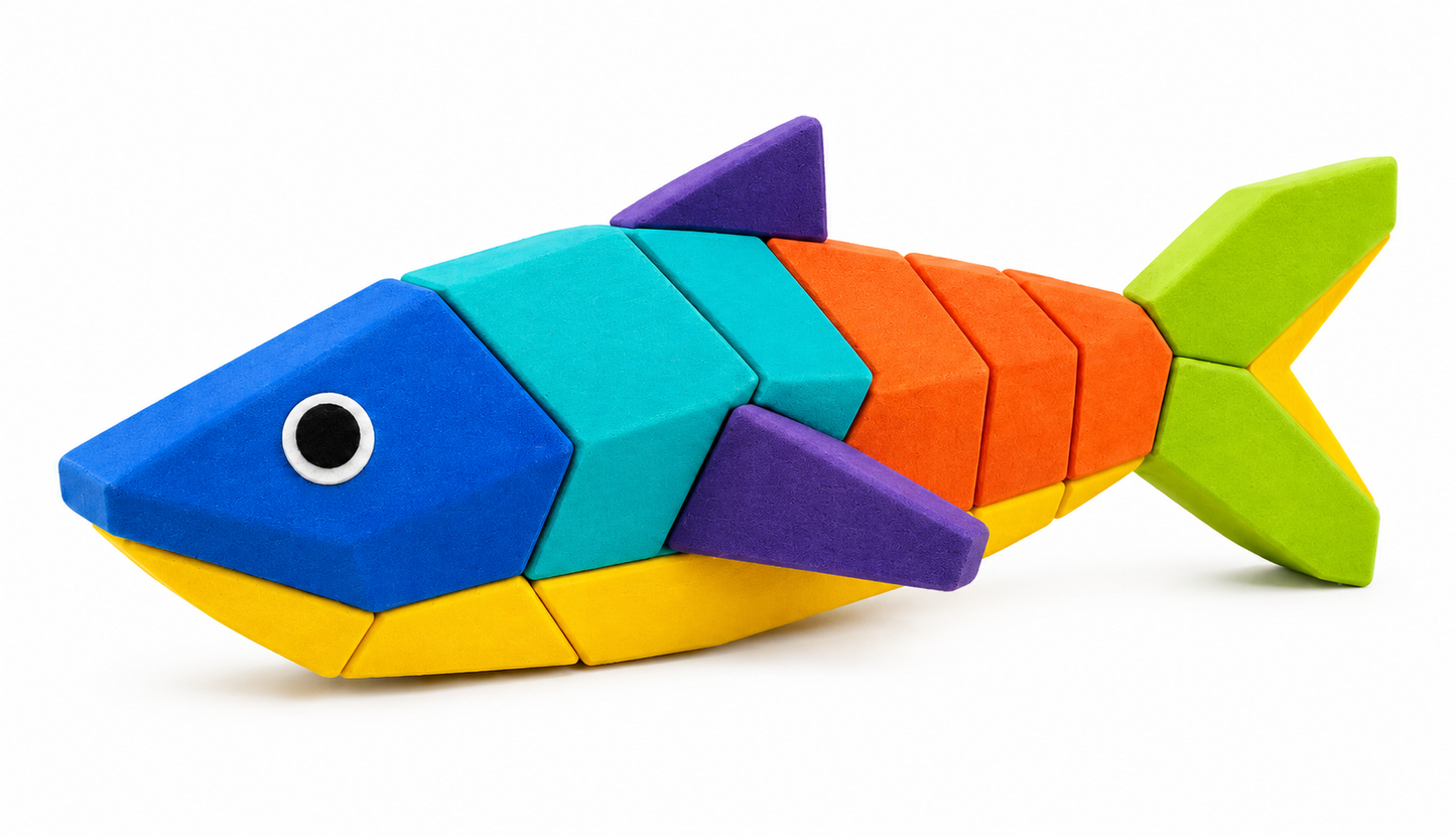 Colorful Wooden Fish Puzzle Cat Toy – Interactive Wooden Fish Shaped Puzzle Toy for Cats and Kittens