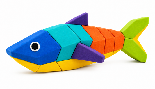 Colorful Wooden Fish Puzzle Cat Toy – Interactive Wooden Fish Shaped Puzzle Toy for Cats and Kittens