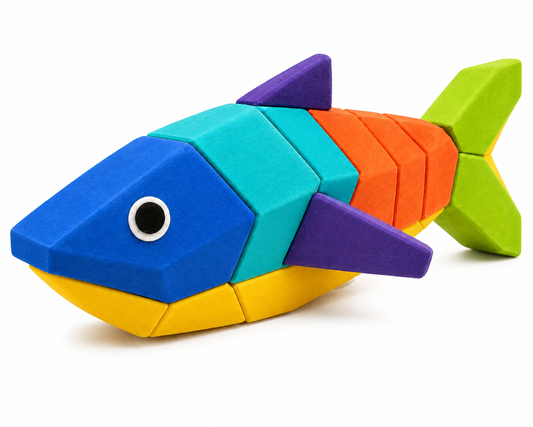 Colorful Wooden Fish Puzzle Cat Toy – Interactive Wooden Fish Shaped Puzzle Toy for Cats and Kittens