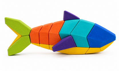 Colorful Wooden Fish Puzzle Cat Toy – Interactive Wooden Fish Shaped Puzzle Toy for Cats and Kittens